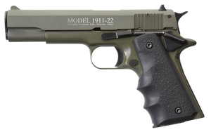 Chiappa Firearms 401121 1911-22  22 LR 10+1 5" OD Green Serrated Steel Slide & Beavertail Frame, Black Hogue Rubber w/Finger Grooves Grip                                                               