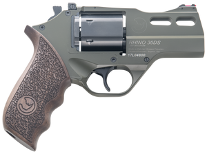 Chiappa Firearms 340285 Rhino 30DS  Small Frame 357 Mag 6 Shot 3" Green Cerakote Steel Vent Rib Barrel, Blued Steel Cylinder, Green Cerakote Aluminum Frame, Walnut Grip, Concealed Hammer              