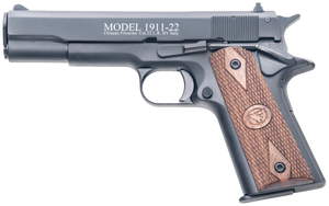 Chiappa Firearms 401038 1911-22  22 LR 10+1, 5" Black Steel Barrel, Blued Serrated Slide, Blued Aluminum Frame w/Beavertail, Stippled Walnut Grip, Manual Thumb Safety, Right Hand                      