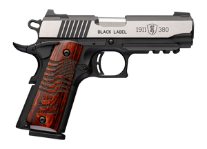 Browning 051125492 1911 Black Label Medallion 250 Compact 380 ACP 8+1 3.63" Matte Stainless Barrel &  Blackened w/Silver Polished Flats Serrated Slide, Matte Black Polymer Frame w/Beavertail & Picatin