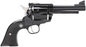 Ruger's Blackhawk revolver meets the needs of today's single-action shooters. The patented transfer bar mechanism and loading gate interlock provide an unparalleled measure of security against accidental discharge. Its cold hammer-forged barrel results in ultra-precise rifling that provides exceptional accuracy, longevity and easy cleaning. The Blackhawk also has ramp front and adjustable rear sights along with traditional western-style, hand-filling grip. This model has a 4.62" blued barrel, frame, and cylinder. It also has black rubber girp.

Traditional western-style, hand-filling grip has long been acknowledged as one of the most comfortable and natural pointing of any grip style.

Target-grade accuracy with ramp front and adjustable rear sights.

Transfer bar mechanism and loading gate interlock provide an unparalleled measure of security against accidental discharge.

Variety of caliber, barrel length, grips, finish and weight guarantees a model to meet the needs of today's single-action shooters.

Cold hammer-forged barrel results in ultra-precise rifling that provides exceptional accuracy and longevity.

SPECIFICATIONS:

Grips/Black Checkered Hard Rubber
Front Sight/Ramp
Barrel Length/4.62"
Materia/lAlloy Steel 
Capacity/6
Rear Sight/Adjustable
Twist/1:16" RH
Finish/Blued
Overall Length/10.50"
Weight/39 oz.
Grooves/6