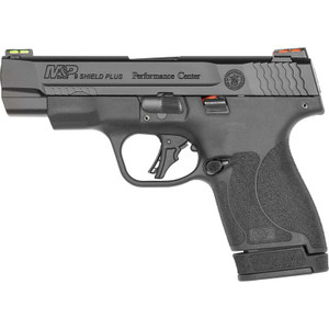 S&W Performance Center M&P 9 Shield Plus 9mm Luger Semi-Auto Pistol 4" Barrel 13 Rounds Fiber Optic Sights Black S&W Performance Center M&P 9 Shield Plus 9mm Luger Semi-Auto Pistol 4" Barrel 13 Rounds Fiber Optic Sights Black