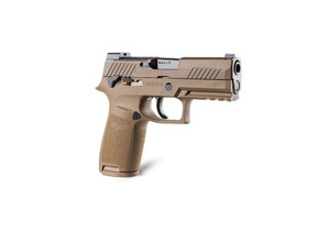 SIG Sauer P320-M18 Carry Semi Auto Pistol 9mm Luger 3.9" Barrel 17/21 Rounds SIGLITE Sights Modular Stainless Steel/Polymer Grip Frame Coyote Tan Finish SIG Sauer P320-M18 Carry Semi Auto Pistol 9mm Luger 3.9" Barrel 17/21 Rounds SIGLITE Sights Modular Stainless Steel/Polymer Grip Frame Coyote Tan Finish