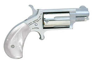 NORTH AMERICAN ARMS Mini-Revolver, .22 Mag, 1.13" Barrel, Fixed Sight, Stainless, White Pearlite Grip, 5-Rd NORTH AMERICAN ARMS Mini-Revolver, .22 Mag, 1.13" Barrel, Fixed Sight, Stainless, White Pearlite Grip, 5-Rd