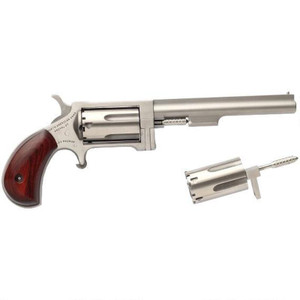 North American Arms Sidewinder Single Action Revolver .22 LR/WMR 4" Barrel 5 Rounds Rosewood Bird's Head Grip Stainless Steel North American Arms Sidewinder Single Action Revolver .22 LR/WMR 4" Barrel 5 Rounds Rosewood Bird's Head Grip Stainless Steel