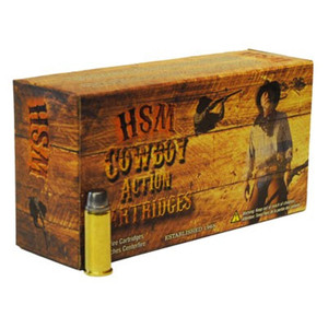HSM Cowboy Action .45 Long Colt Ammunition 50 Rounds 200 Grain Hard Cast Lead Round Nose Flat Point 750fps HSM Cowboy Action .45 Long Colt Ammunition 50 Rounds 200 Grain Hard Cast Lead Round Nose Flat Point 750fps