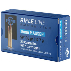 PPU 8mm Mauser Ammunition 196 Grain SP 2181fps PPU 8mm Mauser Ammunition 196 Grain SP 2181fps