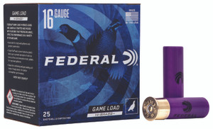 Federal H16375 Game-Shok High Brass 16Gauge 2.75" 1 1/8oz 7.5Shot 25 Per Box Federal H16375 Game-Shok High Brass 16Gauge 2.75" 1 1/8oz 7.5Shot 25 Per Box