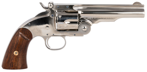 Taylors & Company 550670 Schofield Top Break 45 Colt (LC) Caliber with 5"Barrel, 6rd Capacity Cylinder, Overall Nickel-Plated Finish Steel & Walnut Grip Taylors & Company 550670 Schofield Top Break 45 Colt (LC) Caliber with 5"Barrel, 6rd Capacity Cylinder, Overall Nickel-Plated Finish Steel & Walnut Grip