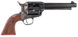 Taylors & Company 550811 Smoke Wagon  357 Mag Caliber with 5.50" Blued Finish Barrel, 6rd Capacity Blued Finish Cylinder, Color Case Hardened Finish Steel Frame & Checkered Walnut Grip                