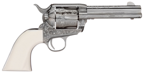 Taylors & Company 200057 1873 Cattleman Outlaw Legacy 45 Colt (LC) Caliber with 4.75" Barrel, 6rd Capacity Cylinder, Overall Nickel Engraved Finish Steel & Ivory Synthetic Grip Taylors & Company 200057 1873 Cattleman Outlaw Legacy 45 Colt (LC) Caliber with 4.75" Barrel, 6rd Capacity Cylinder, Overall Nickel Engraved Finish Steel & Ivory Synthetic Grip