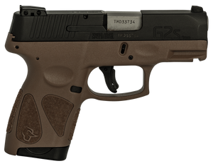 Taurus 1G2S931B G2S  Compact Frame 9mm Luger 7+1 3.26" Matte Steel Barrel, Matte Black Serrated Alloy Steel Slide, Brown Polymer Frame w/Picatinny Rail & Polymer Grip, Right Hand                      