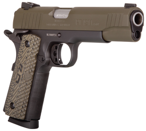 Taurus 1191101MGVZ 1911  45 ACP 8+1 5" Barrel, Matte Black Finish Beavertail Frame, Serrated Mil-Spec Green Cerakote Slide & Brown VZ Operator II Grip                                                  
