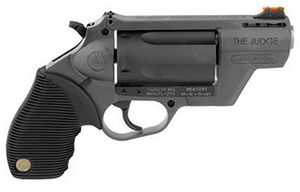 Taurus 2441021GRY Judge Public Defender 45 Colt (LC) Caliber or 2.50" 410 Gauge 5 Shot 2.50" Gray Finish Barrel, Matte Black Oxide Finish Cylinder, Gray Finish Polymer Frame & Black Ribber Grip        Taurus 2441021GRY Judge Public Defender 45 Colt (LC) Caliber or 2.50" 410 Gauge 5 Shot 2.50" Gray Finish Barrel, Matte Black Oxide Finish Cylinder, Gray Finish Polymer Frame & Black Ribber Grip