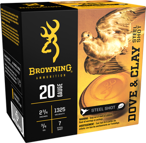 Browning Ammo B193832027 Dove & Clay  20Gauge 2.75" 3/4oz 7Shot 25 Per Box/10 Case                                                                                                                      