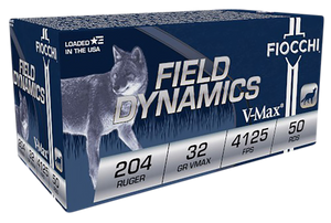 Fiocchi 204HVA Field Dynamics 204Ruger 32gr Hornady V Max 50 Per Box/20 Case Fiocchi 204HVA Field Dynamics 204Ruger 32gr Hornady V Max 50 Per Box/20 Case