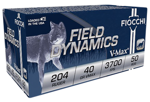 Fiocchi 204HVB Field Dynamics 204Ruger 40gr Hornady V Max 50 Per Box/20 Case Fiocchi 204HVB Field Dynamics 204Ruger 40gr Hornady V Max 50 Per Box/20 Case