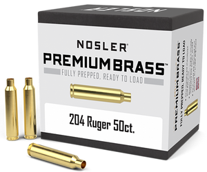 Nosler 10056 Premium Brass Unprimed Cases 204Ruger Rifle Brass 50/Box Nosler 10056 Premium Brass Unprimed Cases 204Ruger Rifle Brass 50/Box