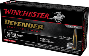Winchester Ammo S556PDB Defender  5.56x45mmNATO 64gr Bonded Solid Base 20 Per Box/10 Case                                                                                                               