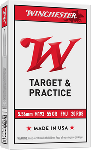 Winchester Ammo WM193K USA M193 5.56x45mmNATO 55gr Full Metal Jacket Lead Core 20 Per Box/50 Case                                                                                                       