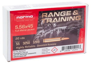 Norma Ammunition 701701313 Range & Training  5.56x45mmNATO 55gr Full Metal Jacket 20 Per Box/10 Case                                                                                                     Norma Ammunition 701701313 Range & Training  5.56x45mmNATO 55gr Full Metal Jacket 20 Per Box/10 Case