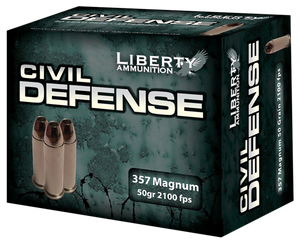 Liberty Ammunition LACD357030 Civil Defense  357Mag 50gr Lead Free Fragmenting Hollow Point 20 Per Box/50 Case                                                                                          
