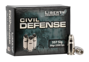 Liberty Ammunition LACD357SIG053 Civil Defense  357Sig 50gr Lead Free Fragmenting Hollow Point 20 Per Box/50 Case                                                                                       