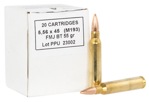 PPU PPRM556B Metric Rifle  5.56x45mmNATO 55gr Full Metal Jacket Boat Tail 1000 Per Box/1 Case                                                                                                            PPU PPRM556B Metric Rifle  5.56x45mmNATO 55gr Full Metal Jacket Boat Tail 1000 Per Box/1 Case