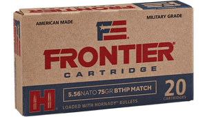 Frontier Cartridge FR320 Military Grade Centerfire Rifle 5.56x45mmNATO 75gr Hollow Point Boat Tail Match 20 Per Box/25 Case                                                                             