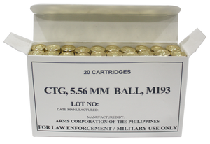 Armscor 50174 Precision M193 5.56x45mmNATO 55gr Full Metal Jacket 20 Per Box/50 Case                                                                                                                     Armscor 50174 Precision M193 5.56x45mmNATO 55gr Full Metal Jacket 20 Per Box/50 Case