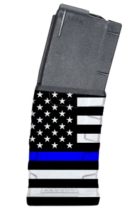 Mission First Tactical EXDPM556AMB1 Extreme Duty  30rd 223 Rem/5.56x45mm Fits AR-15/M4 Black w/Blue Line American Flag Polymer                                                                          
