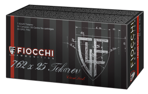 Fiocchi 762TOK Heritage  7.62x25mmTokarev 88gr Full Metal Jacket 50 Per Box/20 Case                                                                                                                      Fiocchi 762TOK Heritage  7.62x25mmTokarev 88gr Full Metal Jacket 50 Per Box/20 Case
