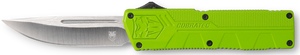 CobraTec Knives ZBGCTLWDNS Lightweight  3.25" OTF Drop Point Plain D2 Steel Blade/Zombie Green Aluminum Handle Includes Pocket Clip                                                                     