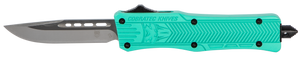 CobraTec Knives STFCTK1SDNS CTK-1  Small 2.75" OTF Drop Point Plain D2 Steel Blade/Tiffany Blue Aluminum Handle Features Glass Breaker Includes Pocket Clip                                             