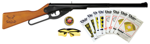 Daisy 994105403 Buck Shooting Kit Spring Piston 177 BB 400rd Shot 350 fps, Black Barrel/Rec, Stained Hardwood Furniture, Includes Glasses/Premium Ammo/Targets                                          