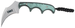 CRKT 2389 Keramin  2.31" Fixed Plain Bead Blasted 5Cr15MoV SS Blade/ Green Contoured Resin Infused Fiber Handle Includes Lanyard/Sheath                                                                 