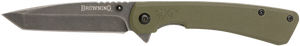 Browning 3220507 Branded Rock  EDC 3" Folding Tanto Plain Black Stonewashed 7Cr17MoV SS Blade OD Green, G10 Handle                                                                                       Browning 3220507 Branded Rock  EDC 3" Folding Tanto Plain Black Stonewashed 7Cr17MoV SS Blade OD Green, G10 Handle