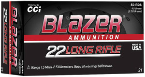 CCI Blazer High Velocity 22LR 40gr Lead Round Nose 50 Per Box CCI Blazer High Velocity 22LR 40gr Lead Round Nose 50 Per Box