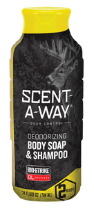 Scent-A-Way 100090 Bio-Strike Body Wash/Shampoo Odor Eliminator Odorless Scent 24 oz Liquid                                                                                                             