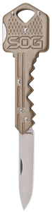 S.O.G SOG-KEY102-C Key  1.50" Folding Plain Drop Point Satin 5Cr13MoV SS Blade/ Brass Stainless Steel Handle                                                                                            