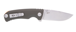 S.O.G SOG11060143 Tellus ATK  3.50" Folding Clip Point Plain Stonewashed Cryo 440C SS Blade/ Olive Drab w/Orange Backspacer GRN Handle Includes Belt Clip                                               