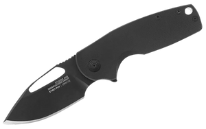 S.O.G SOG14030257 Stout FLK 2.62" Folding Clip Point Plain Black TiNi Cryo D2 Blade, Black Textured G10 Handle                                                                                          