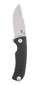 S.O.G SOG11060243 Tellus ATK 3.50" Folding Clip Point Plain Stonewashed Cryo 440C SS Blade/ Black Textured w/Orange Backspacer GRN Handle Includes Belt Clip                                            