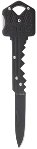 S.O.G SOGKEY101 Key  1.50" Folding Plain Drop Point Black Hardcased 5Cr13MoV SS Blade/Black Stainless Steel Handle                                                                                      