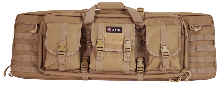 GPS Bags DRC36FDE Double Rifle Case 36" Flat Dark Earth 600D Polyester w/ 2 Padded Pistol Sleeves MOLLE Webbing & Lockable Zippers                                                                      