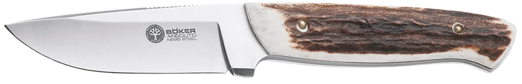 Boker 02BA319H Stag Hunter  3.50" Drop Point Plain N695 Blade 4" Rugged Stag Handle                                                                                                                     