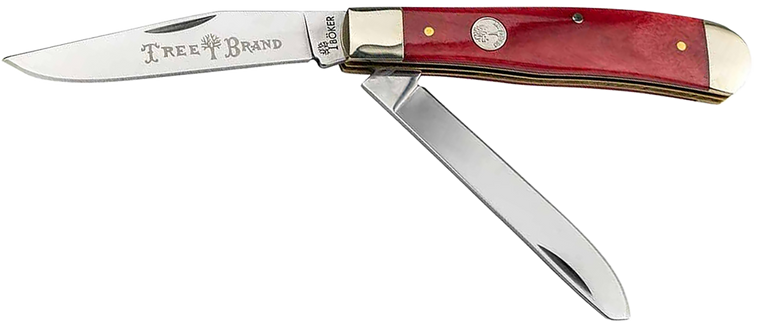 Boker 110830 Trapper  Plain D2 Steel Blade Smooth Red Bone Bone Handle                                                                                                                                  