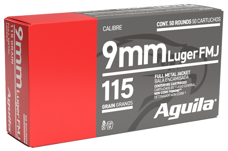 Aguila 1E097704 Target & Range Handgun 9mm Luger 115gr Full Metal Jacket 50 Per Box/20 Case                                                                                                             