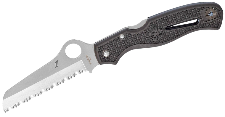 Spyderco C89SBK Atlantic Salt  3.69" Folding Sheepsfoot Serrated H1 Steel Blade Black Molded FRN Handle Includes Pocket Clip                                                                            