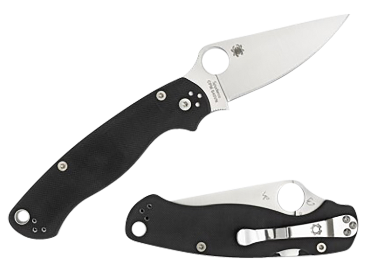 Spyderco C81GPLE2 Para Military 2  3.42" Folding Plain Satin CPM S45VN SS Blade Black Textured G10 Handle Left Hand Includes Pocket Clip                                                                